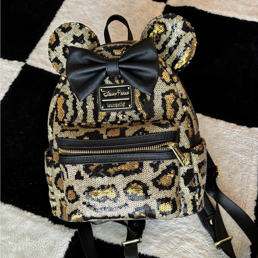 Loungefly cheetah print sequined Disney bag